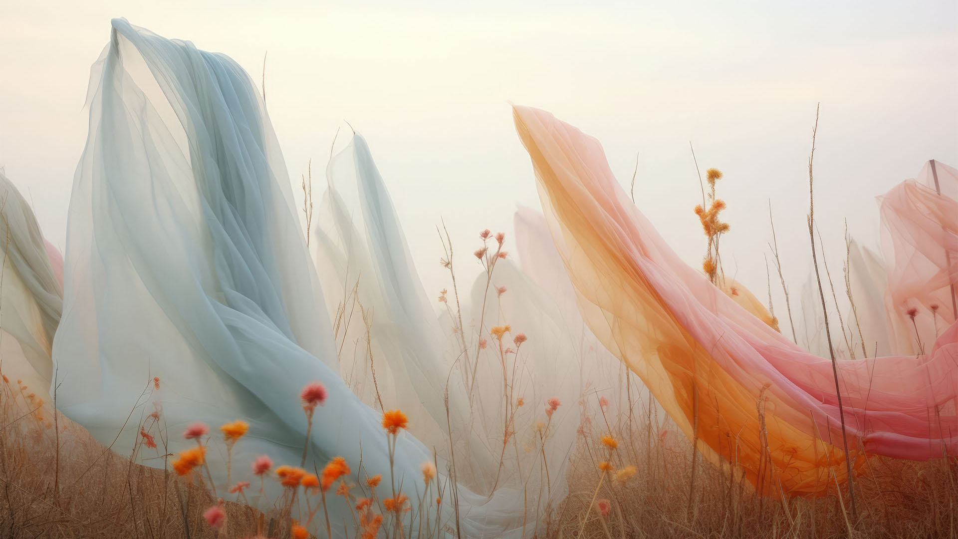 Immagine evocativa con veli svolazzanti e fiori